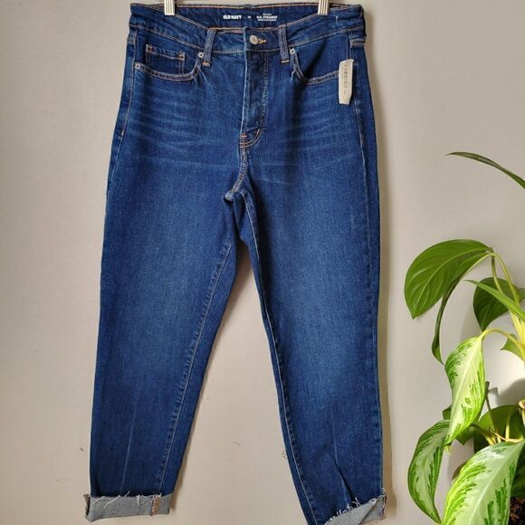 NWT OLD NAVY O.G. STRAIGHT HIGH RISE JEANS RAW EDGE SIZE 10 WOMENS - Picture 1 of 14